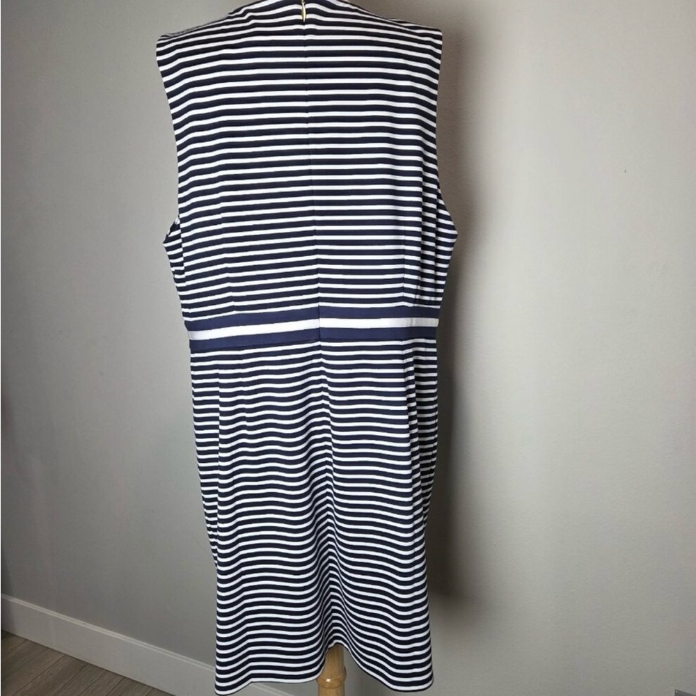 Draper James XXL Striped Ponte Sheath Dress Nautical Navy Blue & White Sailor - Picture 4 of 10